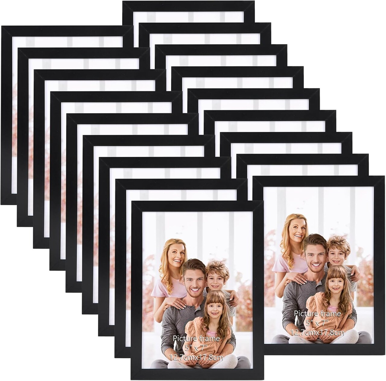 18 Pack - 5x7 Black Picture Frame Bulk 5 x 7 Photo Frames for Wall Hanging (Black) 7"L x 5"W